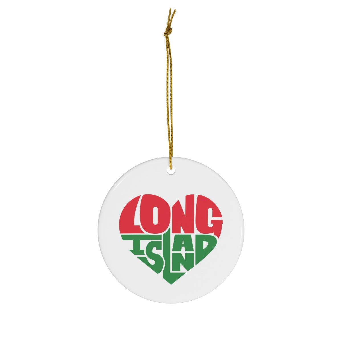 Long Island Heart Chirstmas Holiday Ceramic Ornament