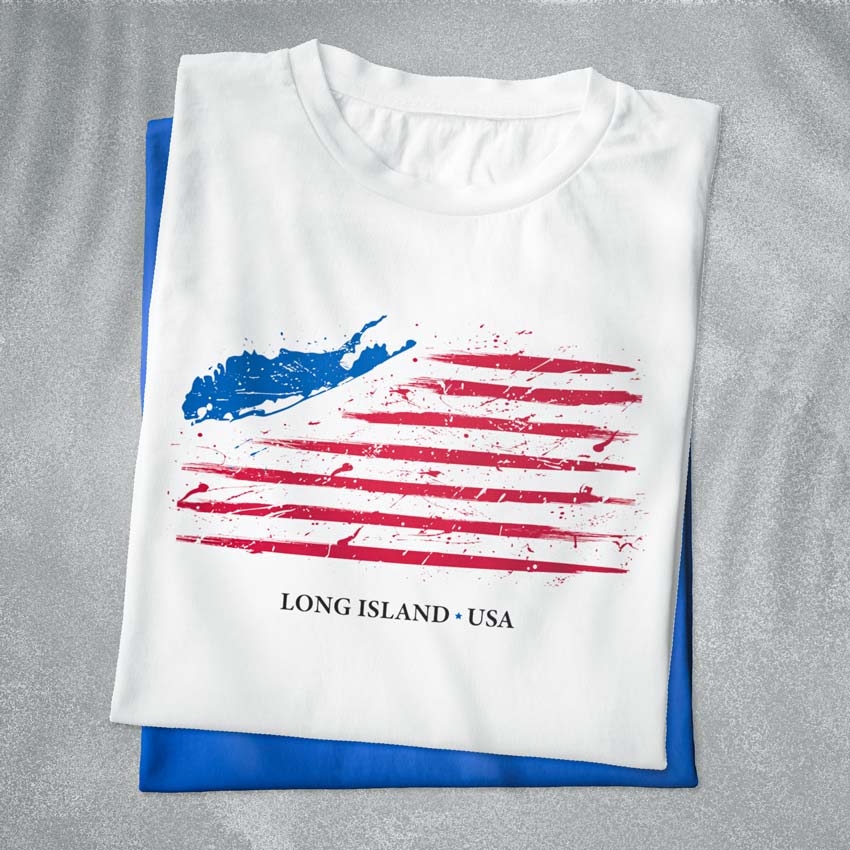 Americana USA Flag Long Island Men's Women's Unisex Short Sleeve T-Shirt